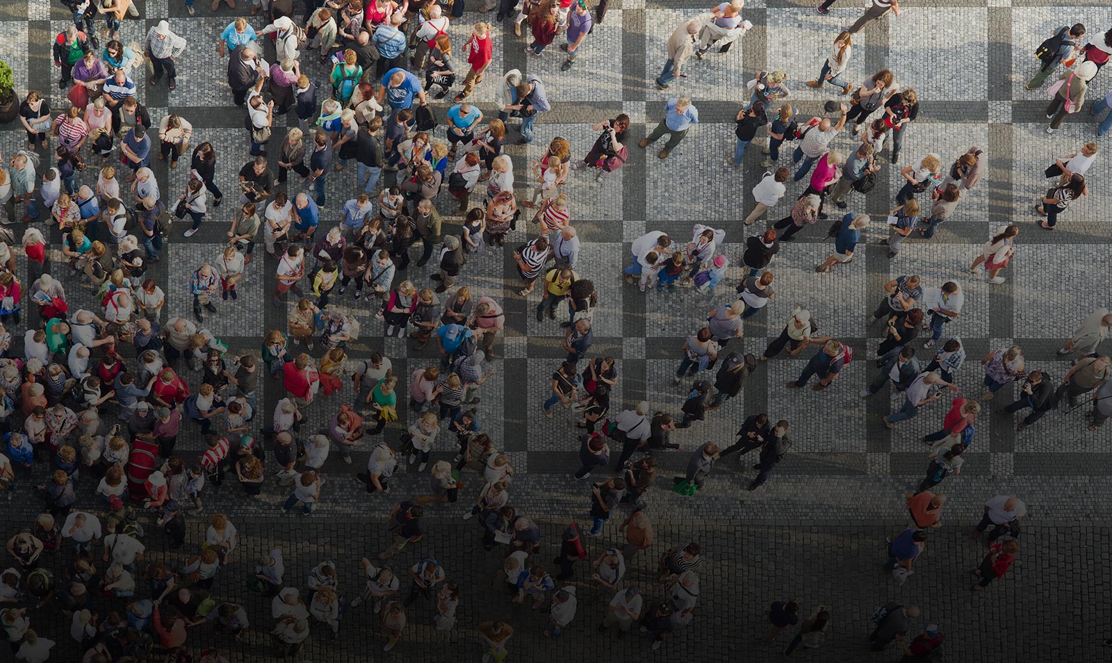 Aerial view of crowded square